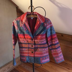 Coldwater Creek Red Blue Striped Blazer, EUC, 6